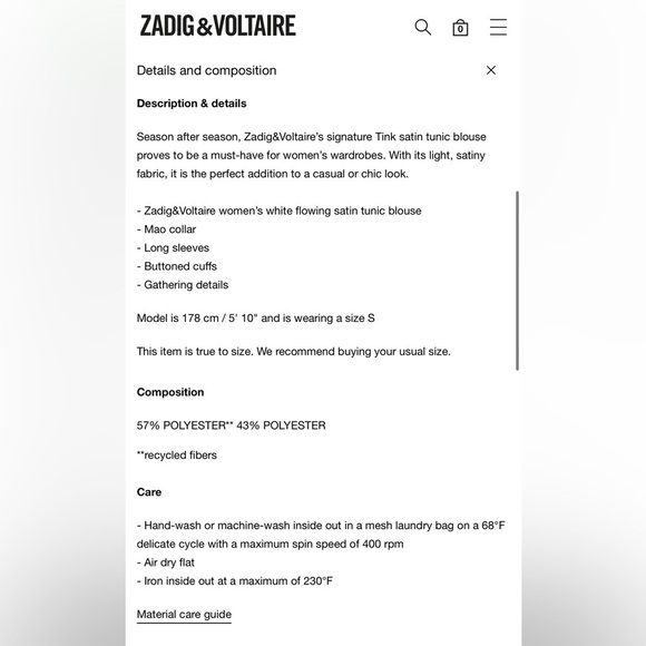 Zadig & Voltaire Pink Tink Satin Long Sleeve Blouse Size Small - Picture 10 of 13